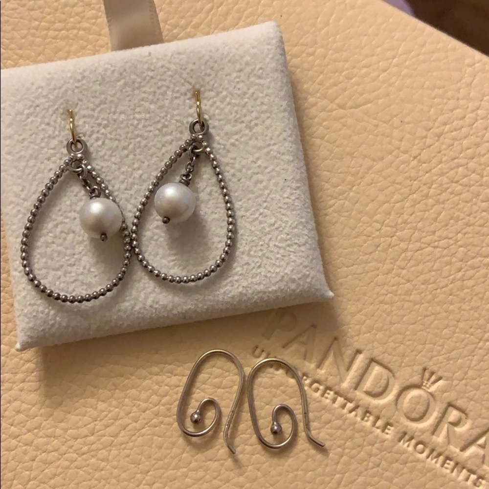 Retired Pandora Compose Earrings And Hooks - image 3